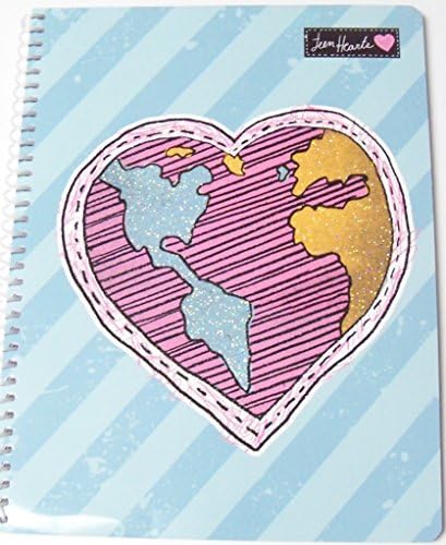 Teen Hearts Glitter Wide Rule Spiral Notebook ~ World Love (8" x 10.5"; 80 Sheets, 160 Pages)