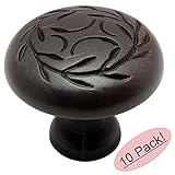 Cosmas® 464ORB Oil Rubbed Bronze Leaf Cabinet Hardware Round Knob - 1-1/4" Inch Diameter - 10 Pack