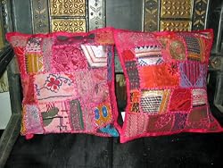 Gift for Mom-2 Vintage Sari Toss Pillow Cushion Covers