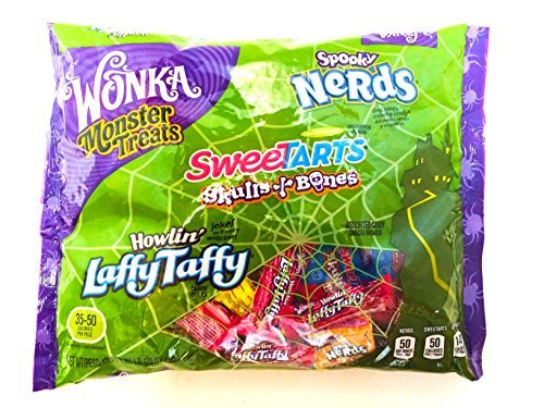 Wonka Assorted Monster Treats Howlin Laffy Taffy Sweetarts Skulls and Bones Spooky Nerds Halloween Candy 29oz