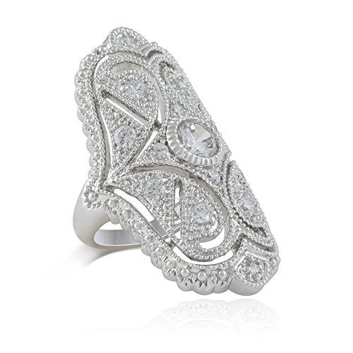 Jankuo Jewelry Curve Plus Size Symmetrical Shape Vintage Style Cubic Zirconia Ring Ship in Gift Box.