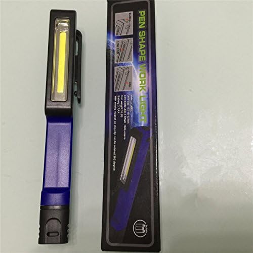 Bright White Sipik COB LED Pocket Pen Light Inspection Work Light Flashlight with Rotating Magnetic Clip Great for Camping Household Workshop Automobile (Blue)