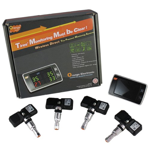 Orange P409S TPMS LED Display Tire Pressure Monitor System with 4 Sensors by Koolertron