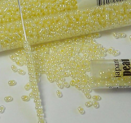 Ceylon Lemon Yellow 2x4mm 6/0 Peanut Farfalle Butterfly Seed Beads 23 Gram Tube