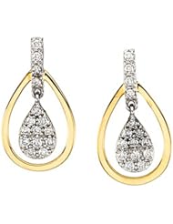 14K Two-Tone Gold Diamond Earrings - 0.25 Ct. -- LIFETIME WARRANTY