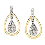 14K Two-Tone Gold Diamond Earrings - 0.25 Ct.