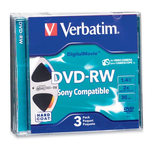 Verbatim Mini DVD-RW DigitalMovie 1.4GB 2X 3pk Jewel Case Blister