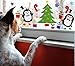 Christmas Window Clings Penguin on Ski with Presents Gifts and Christmas Tree Holiday Gel Charms Stickers Decorations