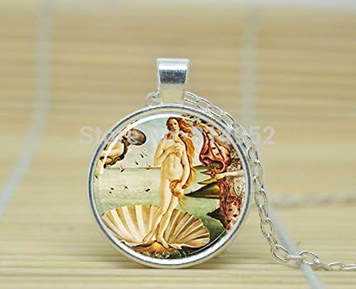 VintaStore Art Glass Necklace The Birth Of Venus Necklace Botticelli Art Pendant Roman Goddess Jewelry A0462