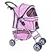Pink 4 Wheels Pet Stroller Cat Dog Cage Stroller Travel Folding Carrier 04T