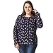 Alya Women Plus Size Birds Print Buttoned Back Top