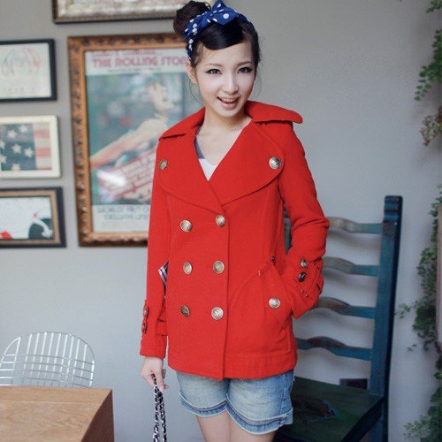 ダブルボタン・ガーリー・カシミヤコート