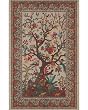 Cream Tree of Life Indian Bedspread, Twin Size