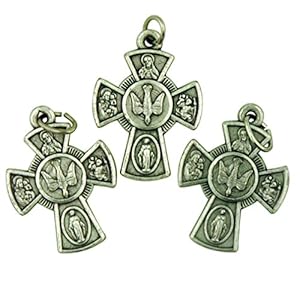Silver cross 1 Bulk Pendant Holy of  3  Way 4 bulk with Tone Lot Spirit Cross Inch  pendant