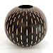Handmade Mango Wood 'Full Moon' Flower Vase With Dramatic Carved Line Accents