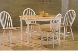 5 Pk Natural & White Dining Table & 4 Windsor Chairs