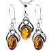 Certified Genuine Baltic Honey Amber and Sterling Silver Celtic Pendant and Earrings Set, 18" 46cm