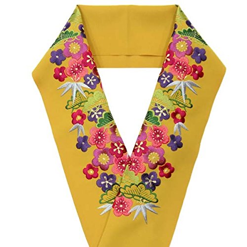 刺繍半衿【からし色 芥子色 レトロ松竹梅尽くし 13463】日本製 シルエリー 振袖 袴