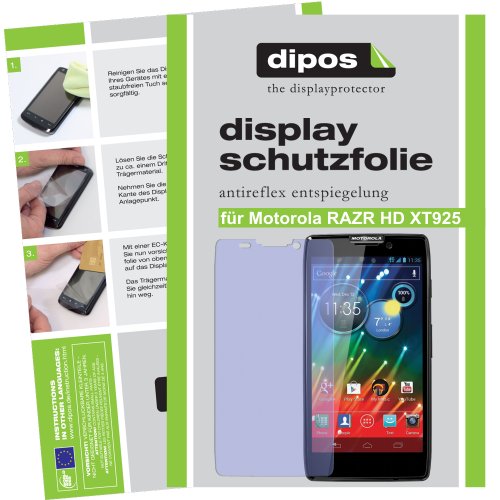 2x Dipos Antireflex Displayschutzfolie für Motorola RAZR HD-*TESTSIEGER zeitschrift c`t - made in Germany