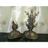 Gift Idea- Bastar Tribal Art Pair of Bust Tribal Warriors Indian Sculpture