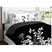 Black White Flower Girls TWIN Comforter Set Bed in a Bag Set