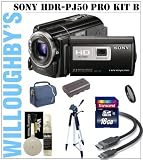 Pocket Video Camera Willoughbys Camcorder Pro Series Package for the Sony HDR PJ50v Photo Bundle, Includes a 16GB Memory Card + Carrying Case + 67 Tripod + HDMI Cable + Extra Rechargeable Battery and a UV Filter