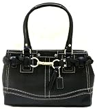 51aL8E3hirL. SL160  Authentic Coach Hamptons Black Pebbled Leather Carryall Silver 13084