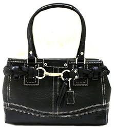 AUTHENTIC COACH HAMPTONS LEATHER CARRYALL F 13084 - Black