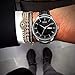 BUREI® Men's Fashion Casual Business Casual Watches with Day Date Display Black Leather Strap