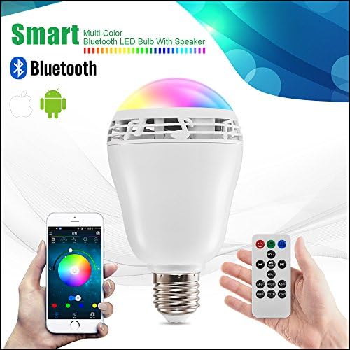 VONGEM® Bluetooth LED Bulb with Speaker 4.0 Dimmable Multicolored Color Changing Lights with Backup Remote Control Working with iPhone, iPad, Android Phone and Tablet