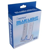 Insten White Dual Wii Remote Control Charger with Replacement Batteries