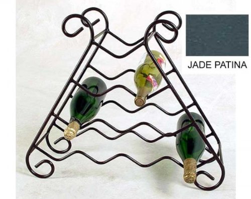 Jade Patina 10 Bottle Wrought Iron Wine Rack (Jade Patina) (20″H x 23″W x 8″D)