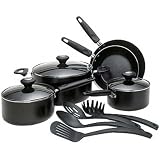 Silverstone Culinary Colors 12 Piece Cookware Set, Black