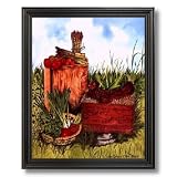 Country Chicken Hen Kitchen Home Decor Wall Picture Black Framed Art Print