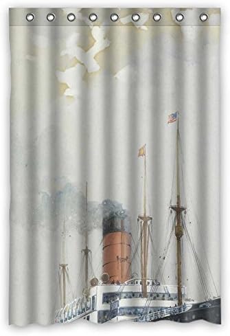ONLLY Bathroom Curtains Of Navigation Voyage Seafaring Navigate Sailing Boat Ship Vessel Jalor Art Painting Polyester Width X Height / 48 X 72 Inches / W H 120 By 180 Cm Best Fit For Fat