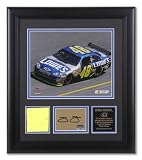Jimmie Johnson - Laserchrome - Framed 8x10 Photograph with Autographed Card, Race Used Metal Piece and Plate