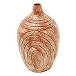Handmade Mottled Salmon Terracotta Cask Vase With Line Etchings