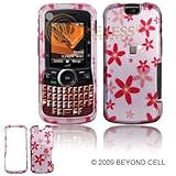 Pink with Red Flower Blossoms Design Snap-On Cover Hard Case Cell Phone Protector for Motorola Nextel Clutch i465 [Beyond Cell Packaging]