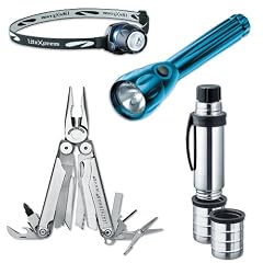 Outdoor Set: Leatherman Wave, LiteXpress Liberty 105 und Choice 102, Isosteel Mini DUO-Flasche 18/8 Edelstahl