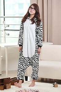 Skycastle(tm) High Quality Zebra Cartoon Animal Shaped Winter Unisex One-piece Pajamas Hoodie Sleepwear Cosplay Costume (S)