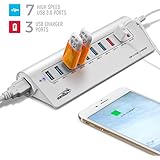 Sentey Aluminium 10 Ports USB 3.0 Hub with 3 Charging Ports 1x2.1a 2x1.0a 7-port Usb Hub 3.0 and 3-charging Ports Hub Usb Mac Style Portable or Desktop - Imac, Macbook Air, Macbook Pro, Macbook Pro , Macbook Air and Mac Mini or Any Pc or Notebooks Ultrabooks Windows 8 Tablets , Android Tablet with Usb or Microsoft Surface or Any Other Brand - Add Additional USB 3.0 Port Without Sacrifice Speed - Mini Hub - Free Transport Pouch Included Ls-6141