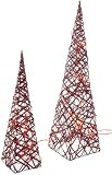 Produkt-Bild: KANGaROO 81552 Pyramide 2er Satz 80 cm beleuchtet aus Rattan, rot
