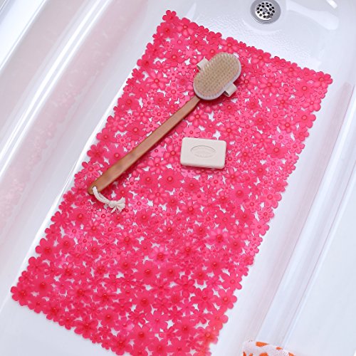 Field of flowers bath mat - pink