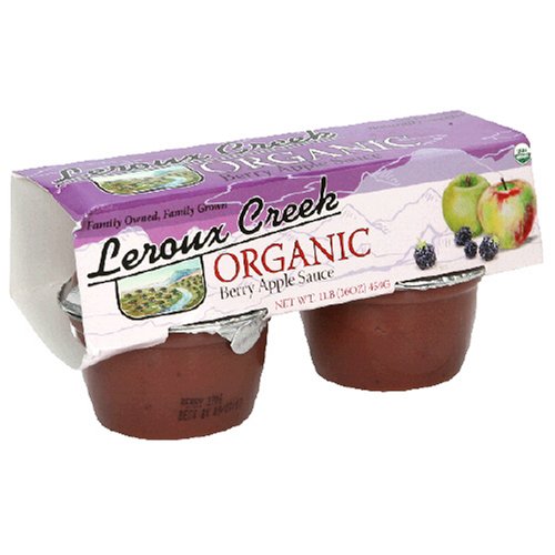 LeRoux Cree Organic Apple & Berry Sauce, 4-Ounce, 4-Count Cups (Pack of 6) by Apple Sauce Cups