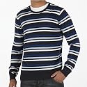 Ben Sherman Mens Asser Crew Stripe Knit Top Navy