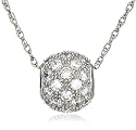Platinum Overlay Sterling Silver 2.5mm Round Cubic Zirconia 40-Stone Pendant, 18"