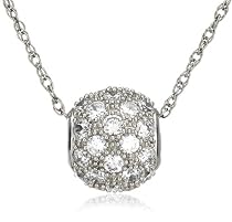 Platinum Overlay Sterling Silver 2.5mm Round Cubic Zirconia 40-Stone Pendant, 18"