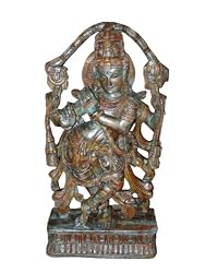 Lord Krishna Wooden Sculpture Hand Carved Krishna Statue From India 50 Inch