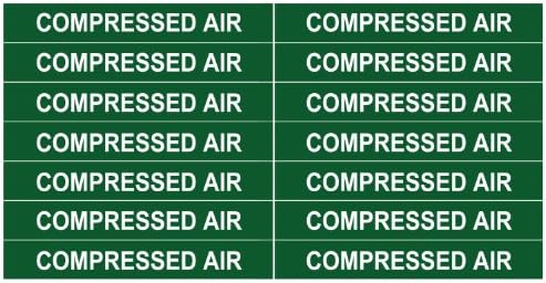 COMPRESSED AIR ____Gas Pipe Tubing Labels__ <PACKAGE OF 28 LABELS> 3/8" Height, 3" Width, White Letters on Green Background, TEMPO GAS SYSTEMS High-visibility, Industry-standard Information and Safety Labels