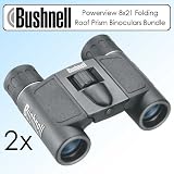 Bushnell Powerview 8x21 Folding Roof Prism Binoculars - 132514 Bundle of 2